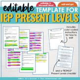 Editable IEP Present Level Template for Special Ed Teacher