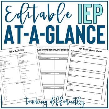 Editable IEP at a Glance by Teaching Differently | TPT