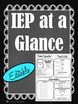 Preview of Editable IEP at a Glance