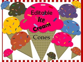 Preview of Editable Ice Cream Cone Labels