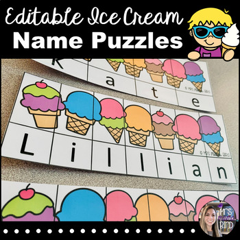 Preview of Editable Ice Cream Name Puzzles