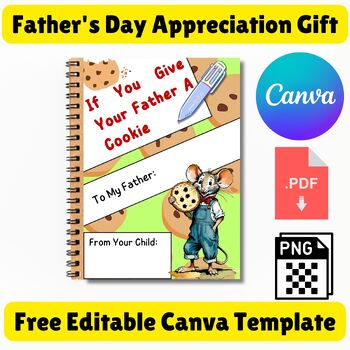 Preview of Editable If You Give Your Father A Cookie Gift Book - Father's day Gift