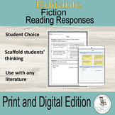 Editable Independent Reading Comprehension Activities, Que