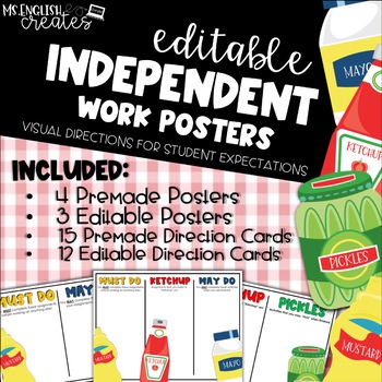 Preview of Editable Independent Work Posters