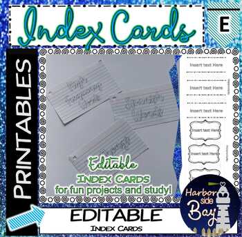 Preview of Editable Printable Index cards flash cards