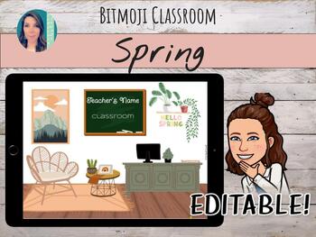 Preview of Editable Interactive Bitmoji Virtual SPRING Google Classroom