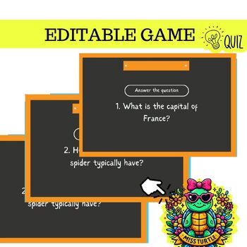 Preview of Editable Interactive Google Slides Trivia Quiz : A Fun Educational Game for Kids