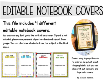 Editable Interactive Notebook Covers by RendonsRoom | TPT