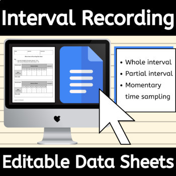 Preview of Editable Interval Recording Behavior Data Tracking Sheet Google Doc™ for ABA