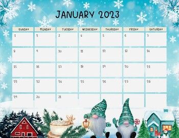 Preview of Editable January 2023 calendar ,Printable Jan 2023 calendar, Monthly Weekly plan