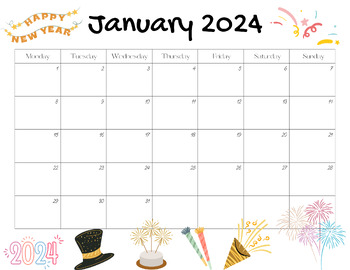 Editable January 2024 Calendar Printable | PDF & PNG File Downloads