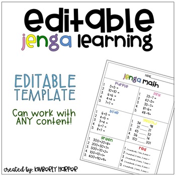 Preview of Editable Jenga Learning Template