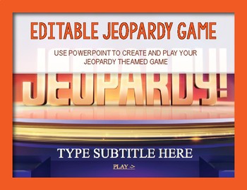 Preview of Editable Jeopardy Game