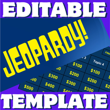 Preview of Editable Jeopardy Game 5-Topic Template (PowerPoint)