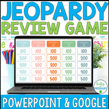 Preview of Jeopardy Review Game Show Template | Editable Interactive Test Prep Activity