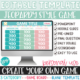 Editable Jeopardy Game Template 3 Category Blank Game Boar