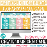 Editable Jeopardy Game Template 4 Category Blank Game Boar