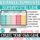 Editable Jeopardy Game Template 5 Category Blank Game Boar
