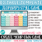 Editable Jeopardy Game Template 6 Category Blank Game Boar
