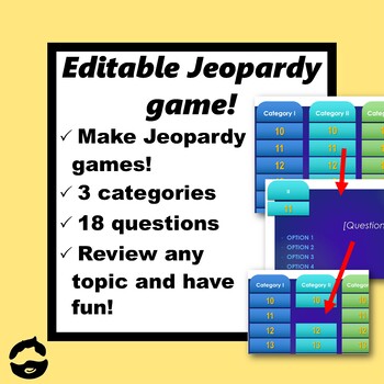 Preview of Editable Jeopardy Style game (18 questions)