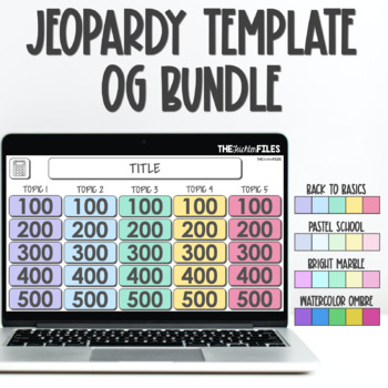 Preview of Editable Jeopardy Template BUNDLE Google Slides Classroom Games