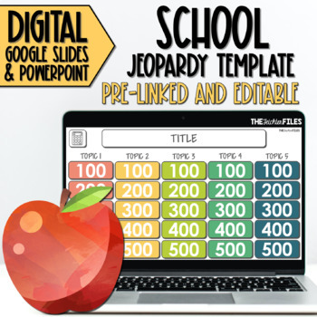 Preview of Editable Jeopardy Template Back to School Theme Google Slides Classroom Games