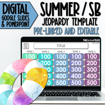 Preview of Editable Jeopardy Template Spring Break Summer Theme Google Slides Games