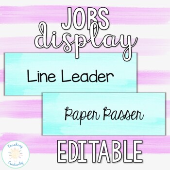 Preview of Editable Watercolor Print and Cursive Job Cards