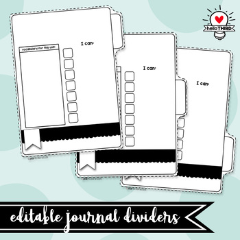 Preview of Editable Journal & Interactive Notebook Dividers! ALL subjects! ALL grades!