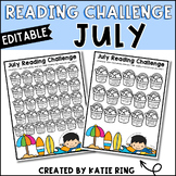 Editable July Reading Challenge - Summer Break Activity Book Log