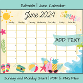 Editable June 2024 Calendar Printable Templates | PDF & PN