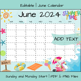Editable June 2024 Calendar Printable Templates | PDF & PN