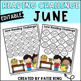 Editable June Reading Challenge - Summer Break Activity Book Log