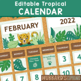 Editable Jungle Tropical Calendar Set, Numbers & Holidays 