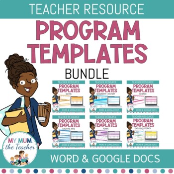 Preview of Teacher Program Templates Editable | Lesson Plan Templates | Google Docs