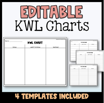 Preview of Editable KWL Charts
