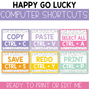 Preview of Editable Keyboard Shortcut Posters / Computer Lab Posters / Retro Groovy