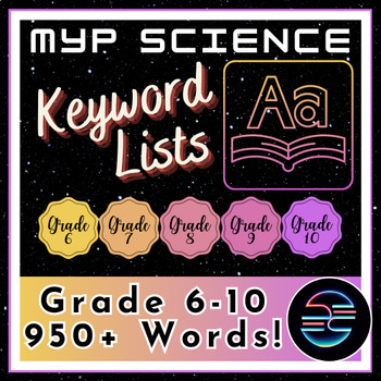 Preview of Editable Keyword Lists (950+ Words!) - Grade 6-10 MYP Middle School Science