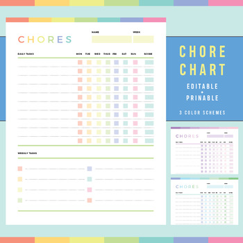 Preview of Editable Kids Chore Chart | Printable Responsibility Chart for Kids