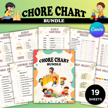 Preview of Editable Kids Chore Charts, Kids Behavior and Routine Charts, Daily Checklist