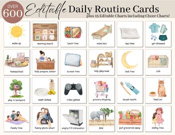 Preview of Editable Kids Daily Routine Cards | Daily Visual Schedule | Chore Chart for Kids