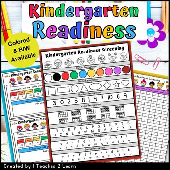 Preview of Editable Kindergarten Readiness Assessment Screener, Checklist, Tests Packet.