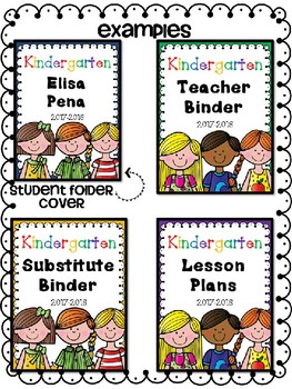 Editable Kindergarten Binder Covers by Elisa Pena | TpT