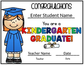 editable kindergarten diploma by red apple teacher tpt