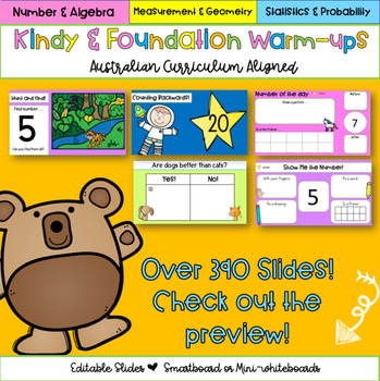 Preview of Editable Kindergarten & Foundation Math Warm-Ups | Australian Curriculum |