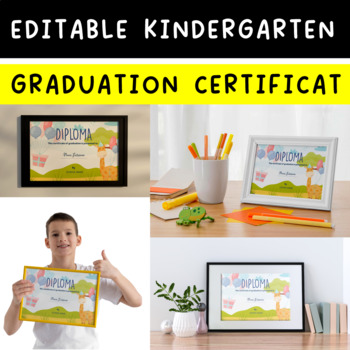 Preview of Editable Kindergarten Graduation Certificate