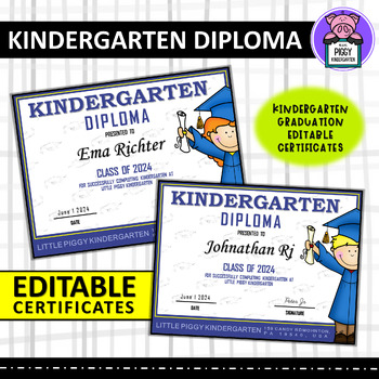 Preview of Editable Kindergarten Graduation Certificate | Graduation Diploma