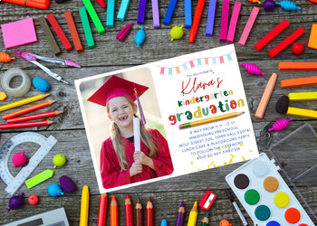 Preview of Editable Kindergarten Graduation Invitation Kindergarten Grad Invites