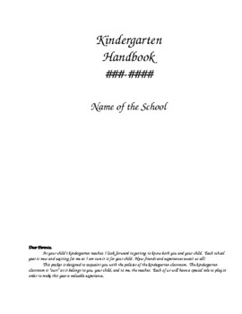 Preview of Kindergarten Handbook (Editable resource)