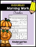 October Editable Kindergarten Morning Work • Spiral Review